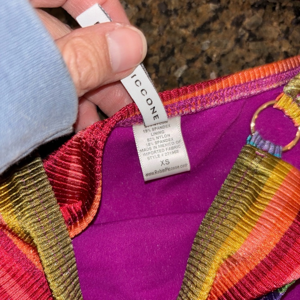 Robin Piccone Colorful Striped Bikini Top and bottom - Picture 7 of 7